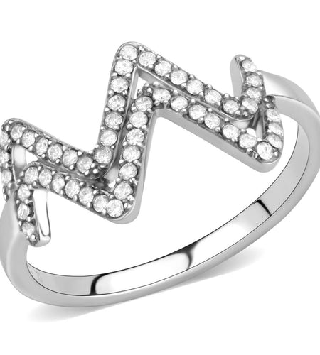 DA339 - No Plating Stainless Steel Ring with AAA Grade CZ  in Clear