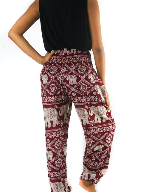 Load image into Gallery viewer, Burgundy ELEPHANT Pants Women Boho Pants Hippie Pants Yoga
